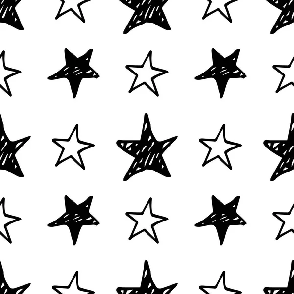 Patrón de estrella inconsútil. Dibujo dibujado a mano estrellas — Archivo Imágenes Vectoriales
