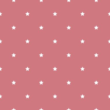 Kusursuz yıldız deseni. Pembe arka planda beyaz yıldızlar