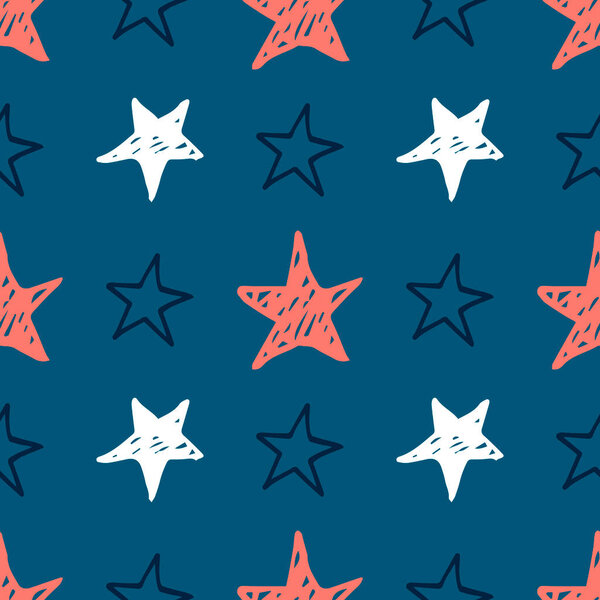 Seamless star pattern. Hand drawn sketch stars