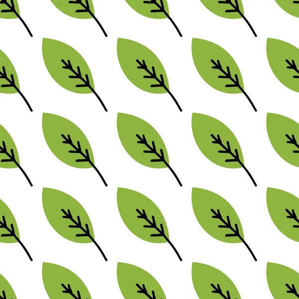Patrón de hojas de plantas sin costura. Vector ilustración dibujada a mano — Archivo Imágenes Vectoriales
