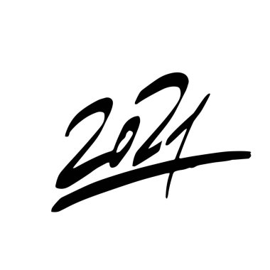 2021 yıllık fırça harfleri beyaz arka planda izole edilmiş. El yazısı yazması.