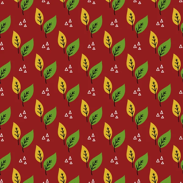 Nahtlose Pflanzenblätter Muster. Vektor handgezeichnete Illustration, Herbstthema — Stockvektor