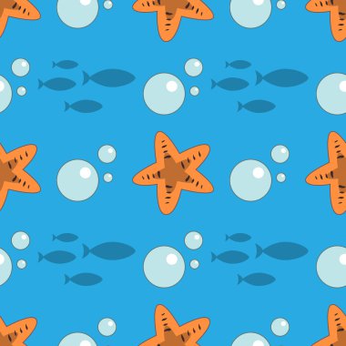 Kusursuz yıldız ve denizyıldızı deseni. Deniz arkaplanı