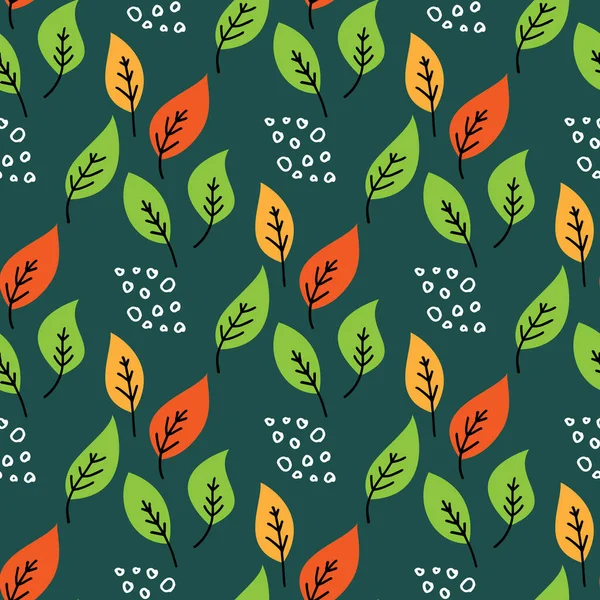 Modèle de feuilles de plante sans couture. Illustration vectorielle dessinée à la main, thème automne — Image vectorielle