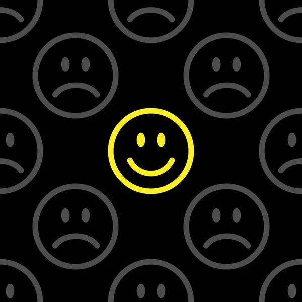Glimlach pictogram patroon. Vrolijke en droevige gezichten. Vector abstracte achtergrond — Stockvector