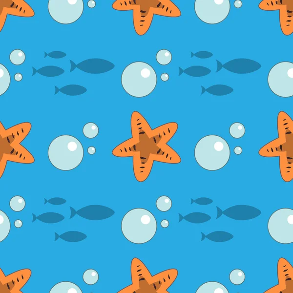 Kusursuz yıldız ve denizyıldızı deseni. Deniz arkaplanı