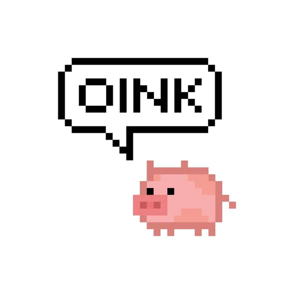 Pixel Style Cute Pink Pig Say Hink Isolated Vector Illustration — стоковый вектор
