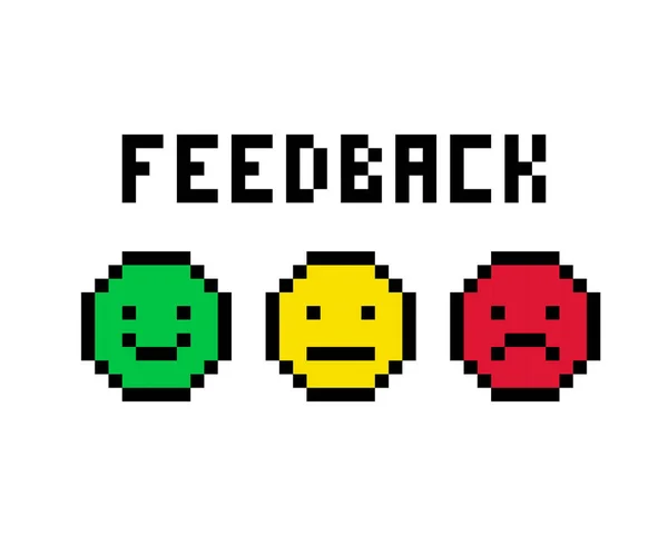 Régler Pixel Smiley Feedback Illustration Vectorielle Isolée — Image vectorielle