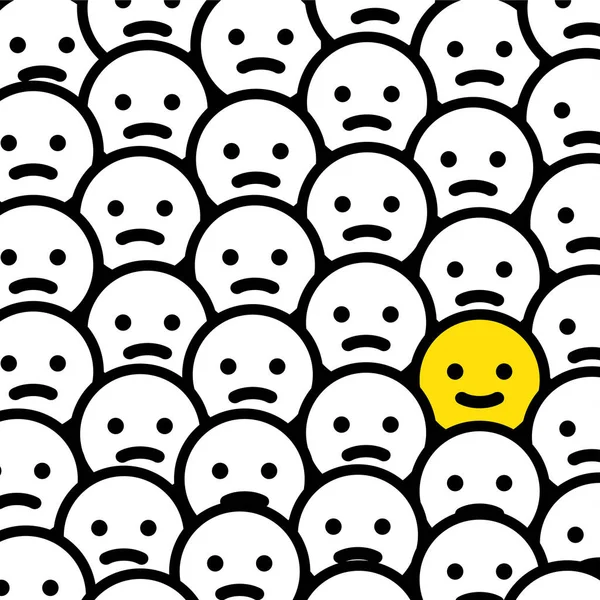 Happy Emoticon Dans Foule Illustration Vectorielle Isolée — Image vectorielle