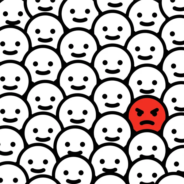 Angry Emoticon Crowd Isolated Vector Illustration — Stock Vector