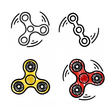 Doodle el çizilmiş fidget spinner - izole vektör illüstrasyon
