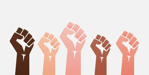 Yükseltilmiş renkli yumruklar arka plan ayarlamak - izole vektör illüstrasyon