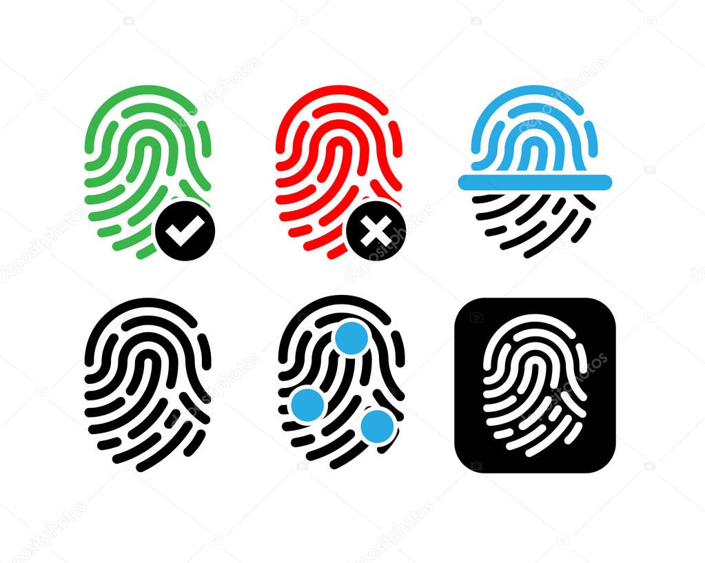 Set of fingerprint scan icons - isolated vector illustration