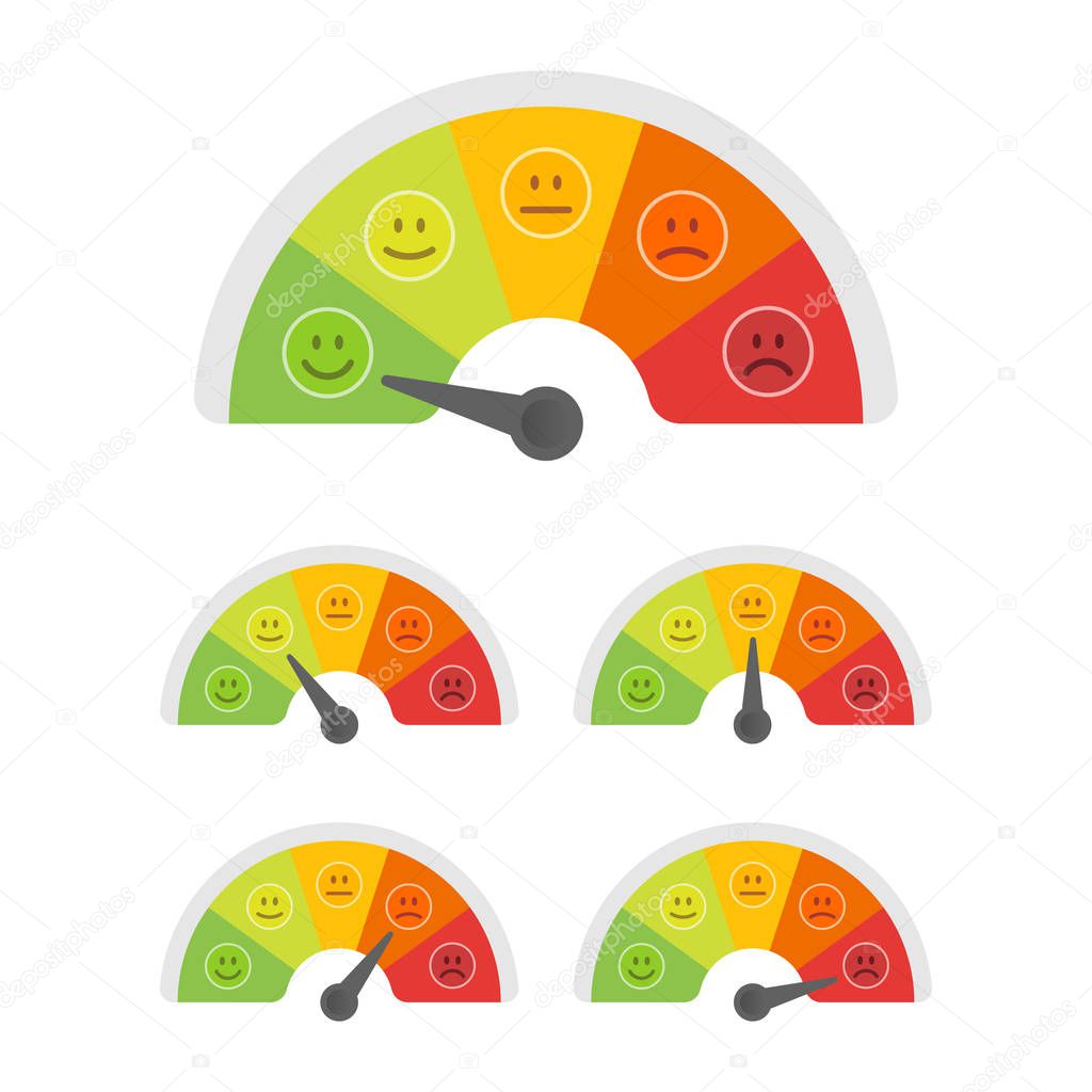 Emoticons mood scale flat - isolated vector illustration