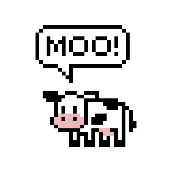 Sevimli piksel sığır Moo-yalıtılmış vektör illüstrasyon diyor