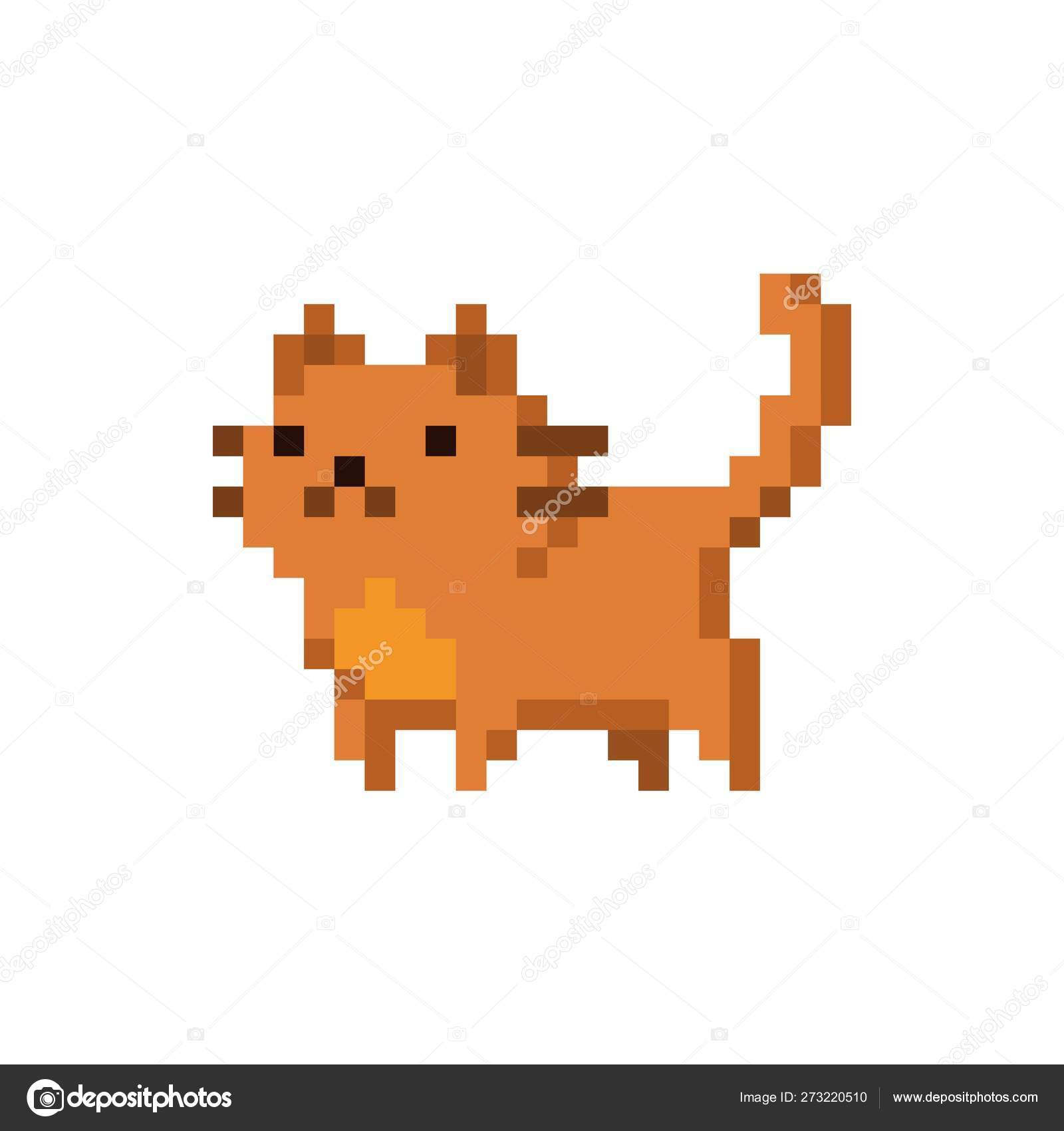 Arte Pixel Animal Estimação Doméstico Gatinho Bonito Ilustração Vetorial  Isolada imagem vetorial de Mesonoxian© 273220510
