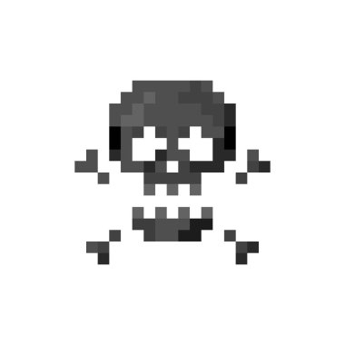 Çapraz kemik ile piksel sanat işareti kafatası-izole vektör illüstrasyon