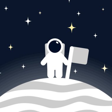 Gezegen-izole Vector Illustration üzerinde astronot ayakta