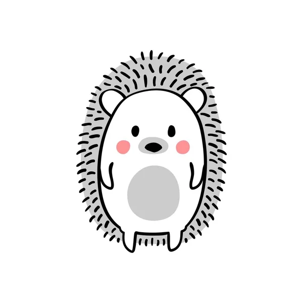 Cartoon Doodle Cute Hedgehog Isolated Vector Illustration — Stock Vector