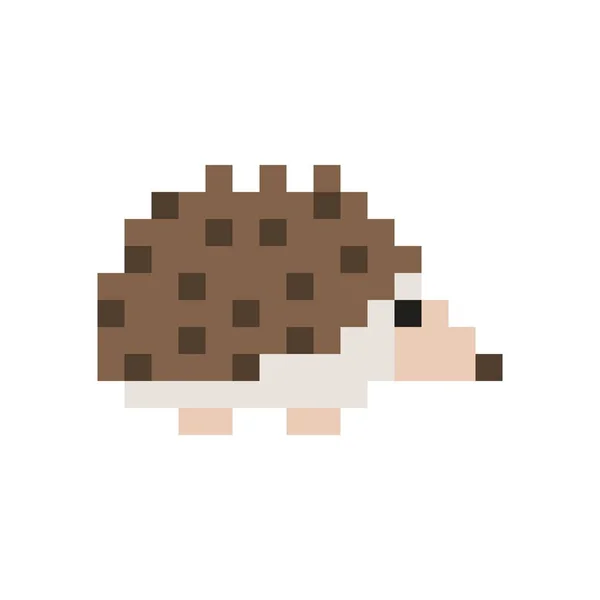 Pixel Art Style Hedgehog Isolated Vector Illustration — Stock Vector