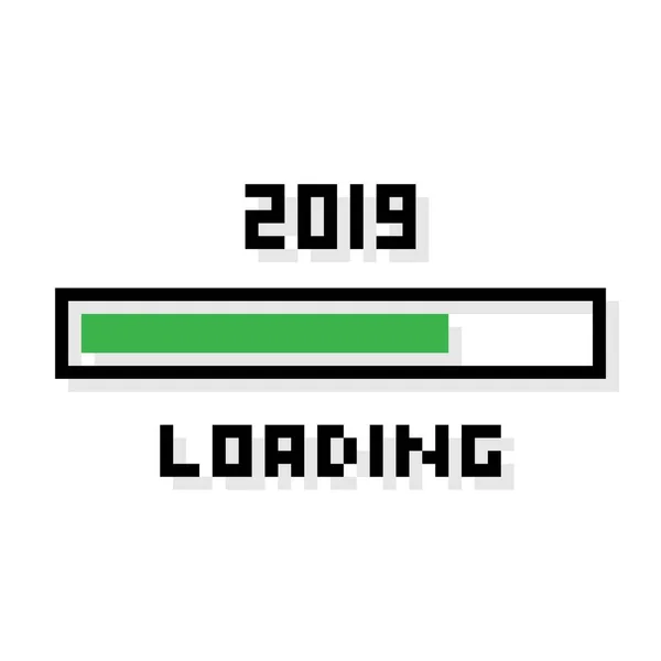 Piksel 2019 yıl yükleme - izole vektör illüstrasyon