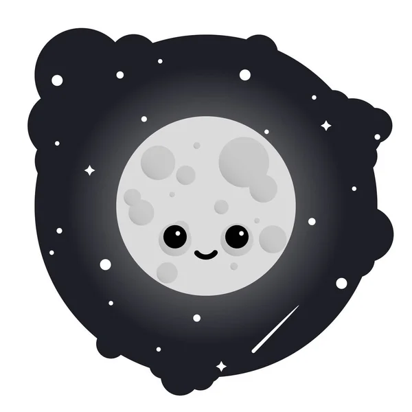 Cartoon Cute Moon Sky Full Stars Isolated Vector Illustration — Stock Vector