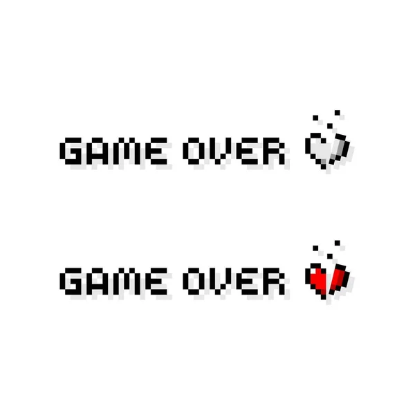 Pixel Game Text Heart Icon Set Ilustração Vetorial Isolada — Vetor de Stock