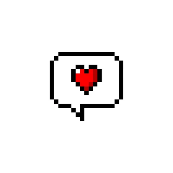 Pixel Heart konuşma kabarcık izole vektör illüstrasyon