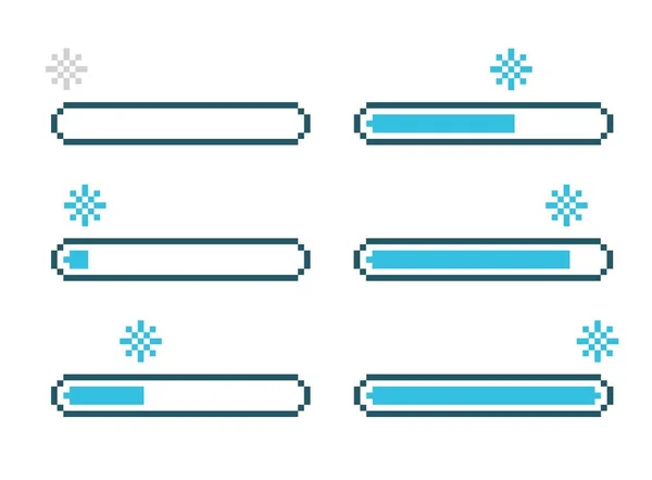 Conjunto Barras Status Neve Pixel Ilustração Vetorial Isolada —  Vetores de Stock