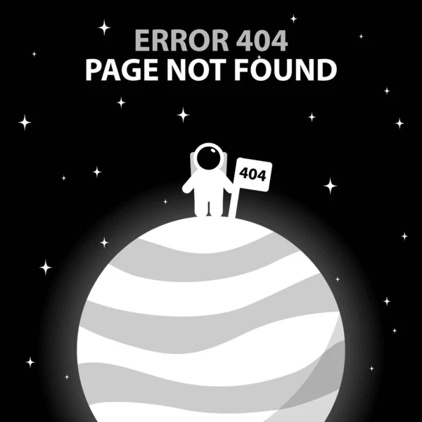 Erro 404 Astronauta Planeta Ilustração Vetorial Isolada —  Vetores de Stock