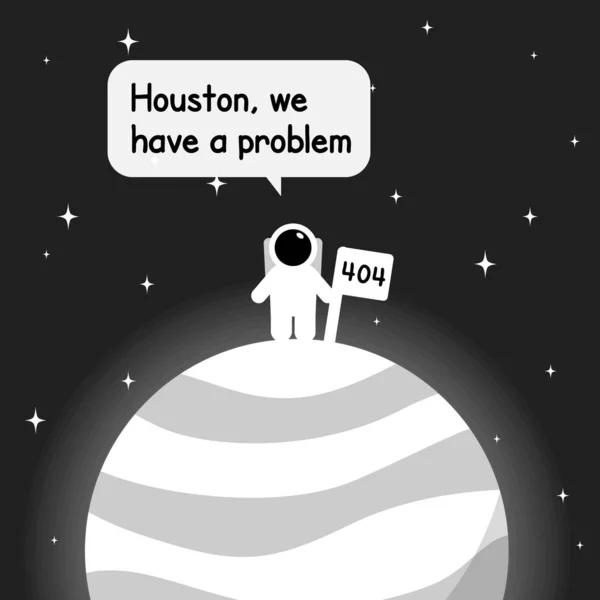 Errore 404 Astronauta Piedi Sul Pianeta Illustrazione Vettoriale Isolata — Vettoriale Stock