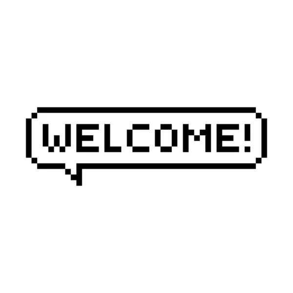 Piksel tarzı metin kabarcığı Hoşgeldiniz - izole vektör illüstrasyon