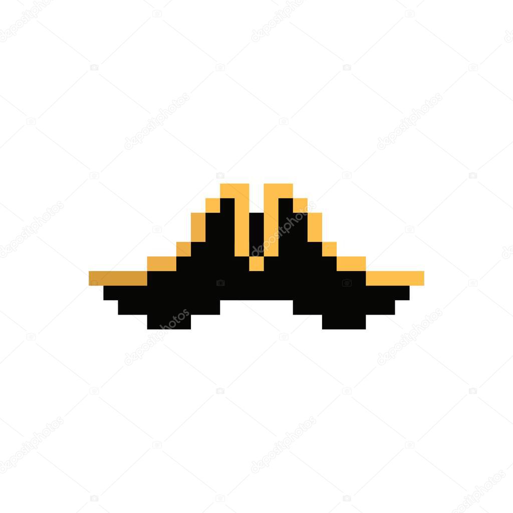 Pixel art 8 bit pirate hat or tricorn - isolated vector illustration