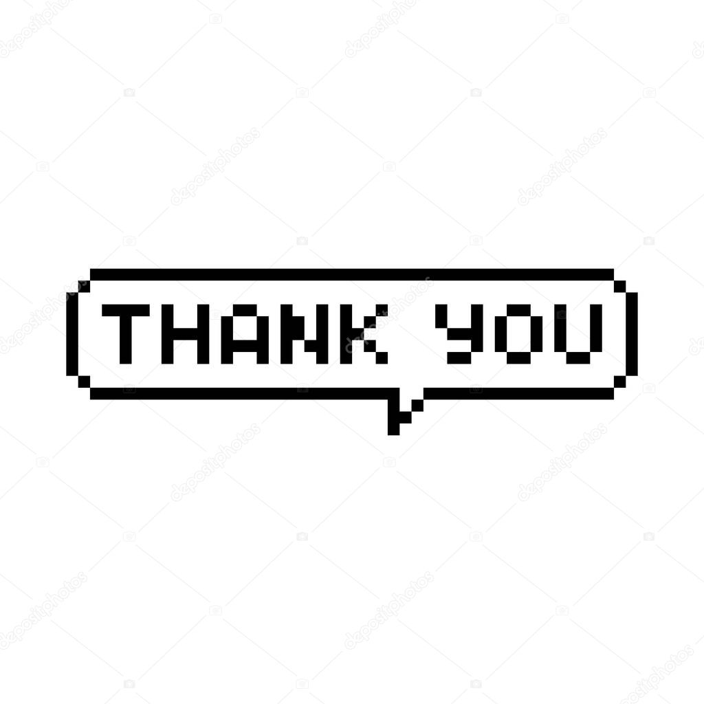 Pixel style text bubble Thank you - isolated vector illustration