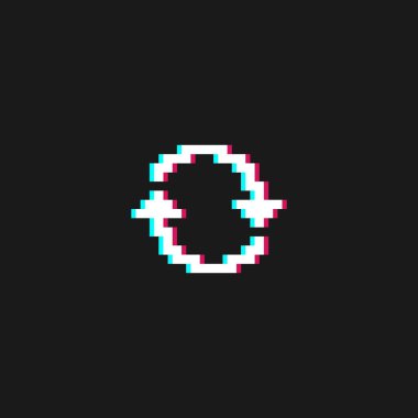 Piksel sanatı 8- bit daire simgesi arıza etkisi ile yükleme - izole vektör illüstrasyonu