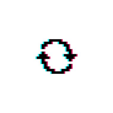 Piksel sanatı 8- bit daire simgesi arıza etkisi ile yükleme - izole vektör illüstrasyonu