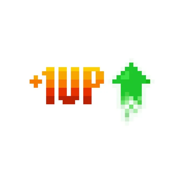 Pixel Art Subir Nivel Icono Flecha Verde Sobre Fondo Blanco — Vector de stock