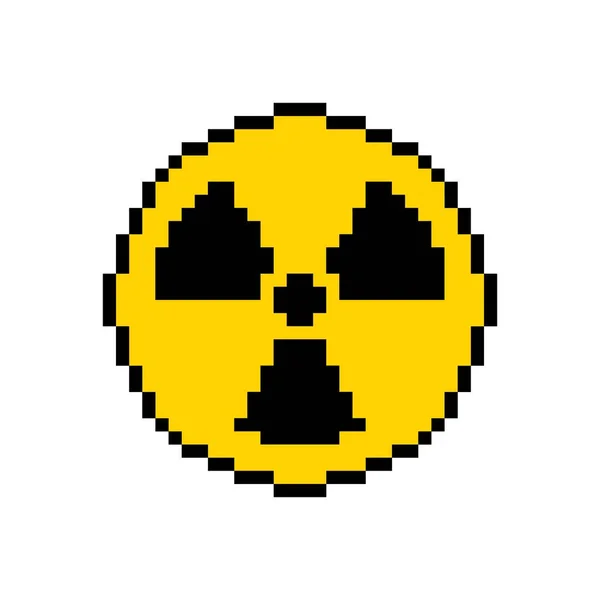 Pixel Art Bit Hazard Orange Sign Radiation Shadows Isolated Vector — 图库矢量图片