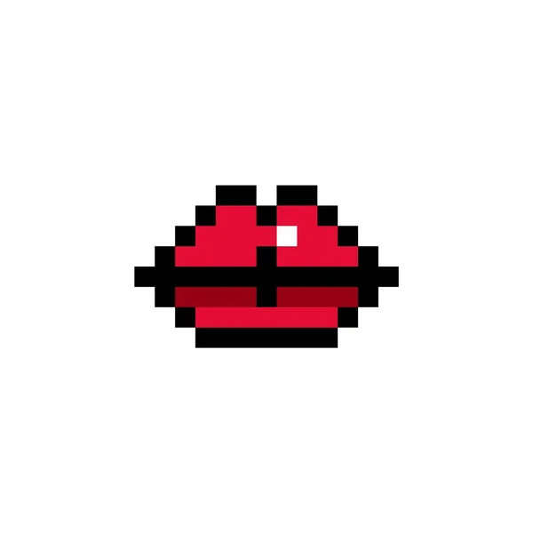 Pixel Art Lèvres Rouges Style Bits Illustration Vectorielle Isolée Vecteur En Vente