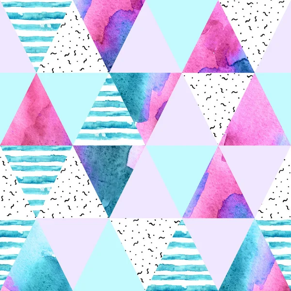 Motif Géométrique Abstrait Aquarelle Transparente Triangles Avec Des Textures Papier — Photo