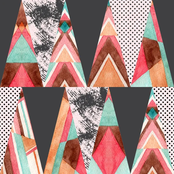 Aquarelle Triangles Décorés Motif Sans Couture Formes Géométriques Triangle Avec — Photo