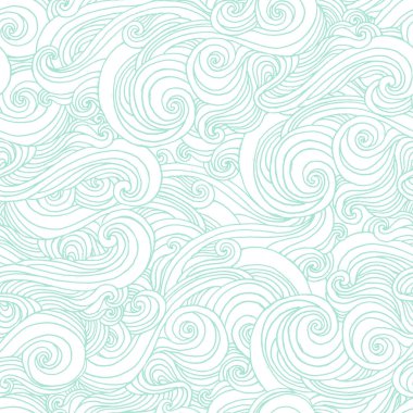 Doodle çizimde ışık renkleri. Dalgalar, eğriler, çizgiler seamless modeli kıvrılmış. Soyut sanat arka plan