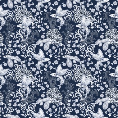 Tek renkli renklerde sanatsal deniz okyanusu arka plan