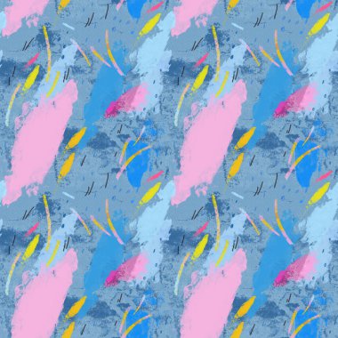 Grunge, suluboya dokular, kaba fırça darbeleri, minimal elemanları ile modern illüstrasyon