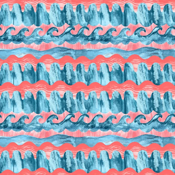 Waves, curves, curled lines seamless pattern