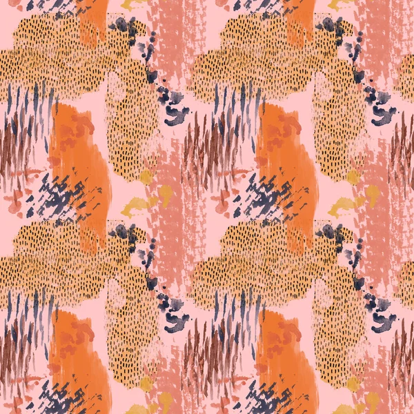 Hand painted illustration in retro colors for fabric, wrapping design, animal print inspired