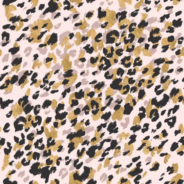 Creativas rosetas de leopardo fondo con lámina de oro, textura de tinta —  Fotos de Stock