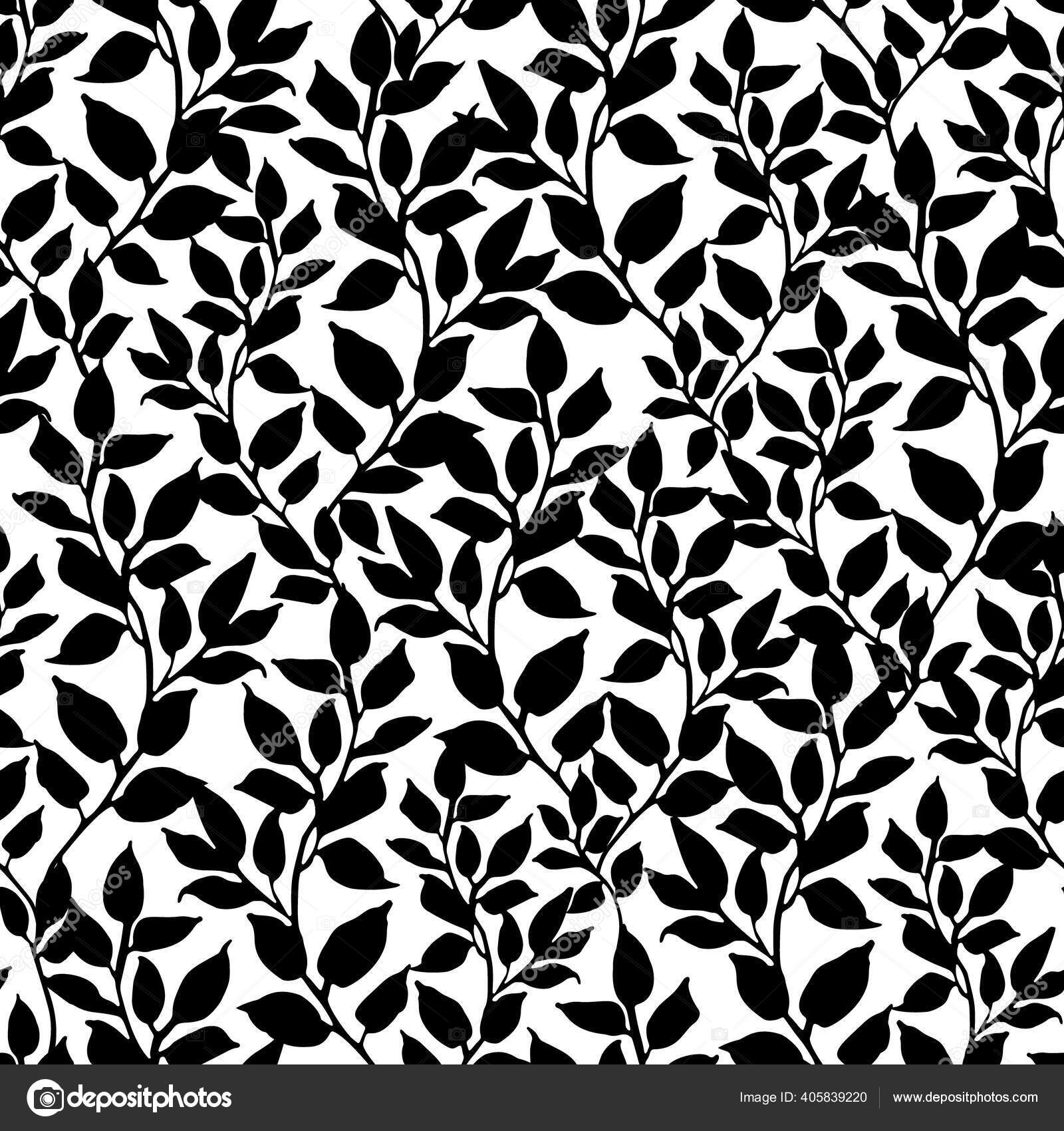 Abstract Floral Graphic Seamless Pattern Black White Colors Organic Twigs  Stock Photo by ©Tetiana_Syrytsyna 405839220