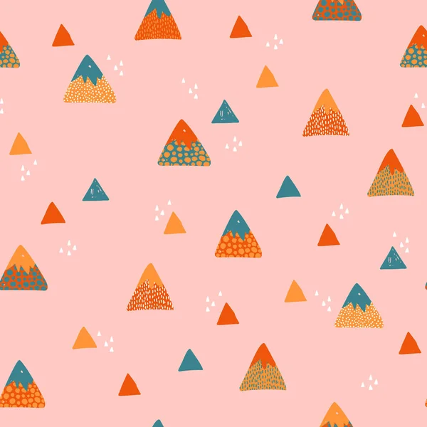 Abstract Mountains Seamless Pattern Cute Geometric Doodle Mountain Background Vector — Stock Photo, Image