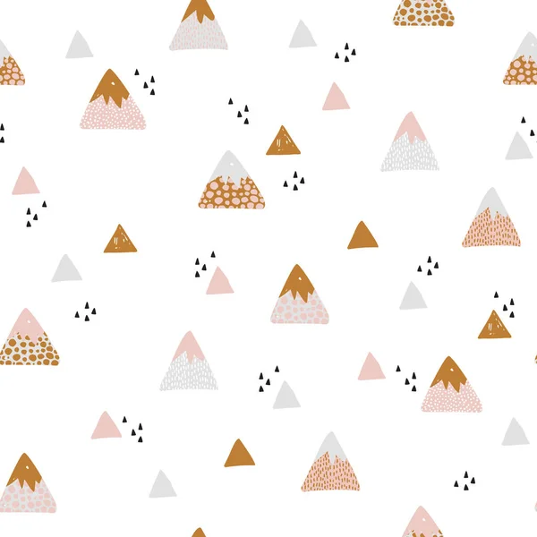 Abstract Mountains Seamless Pattern Cute Geometric Doodle Mountain Background Vector — Stock Photo, Image